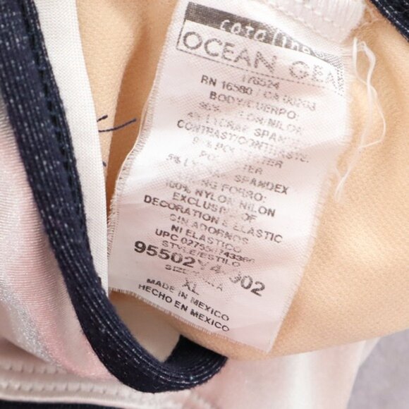 Ocean Gear Blue White Racerback Strap Crop Swim Beach Tankini Tank Top XL - Picture 4 of 4